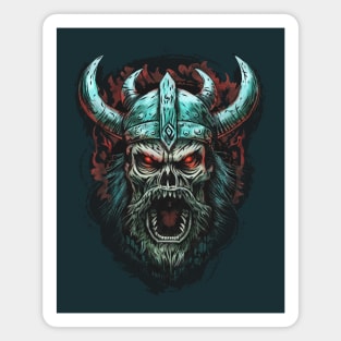 Screaming Scary Evil Red Eyed Zombie Viking Skull Magnet